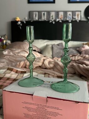 Poketo Glass Candlestick Holder Set of 2